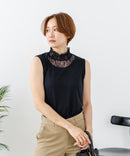 【C-FORTPOINT/フォートポイント】【上品なハイネックデザインが大人可愛い！】レース切り替えタンクトップ 首元カバー レイヤード 上品 華やか カジュアル フェミニン 通気性 ❘ジーンズメイト公式オンラインショップ