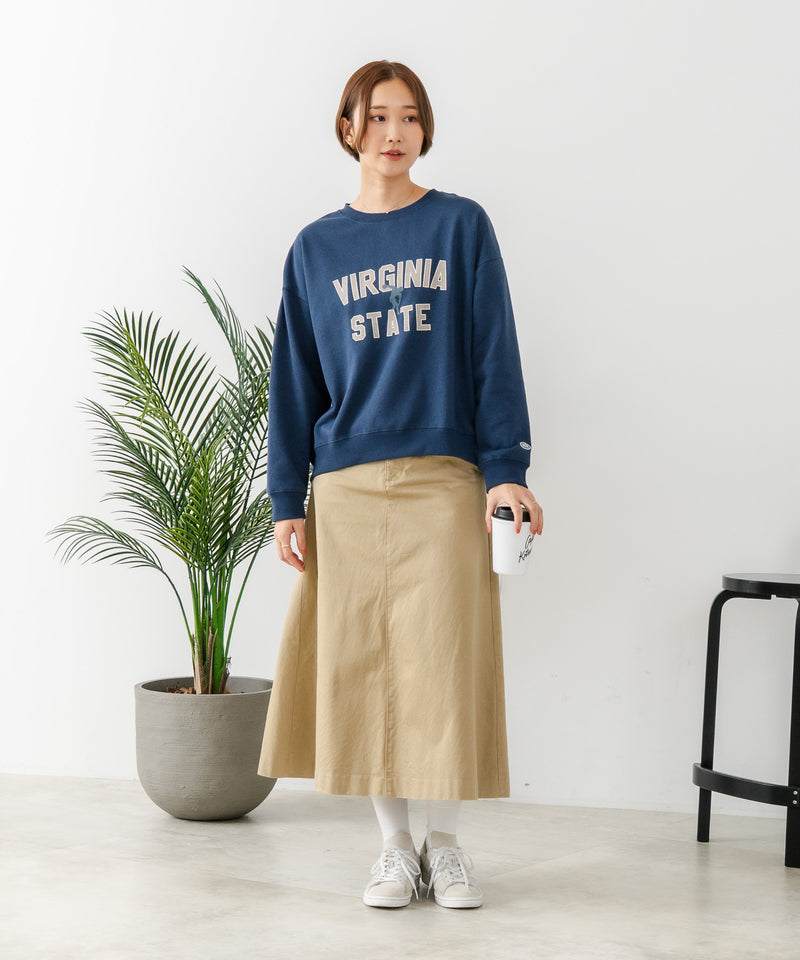 【DISCUS/ディスカス】カレッジロゴ 裏起毛スウェット 裾ラウンド