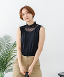 【C-FORTPOINT/フォートポイント】【上品なハイネックデザインが大人可愛い！】レース切り替えタンクトップ 首元カバー レイヤード 上品 華やか カジュアル フェミニン 通気性 ❘ジーンズメイト公式オンラインショップ