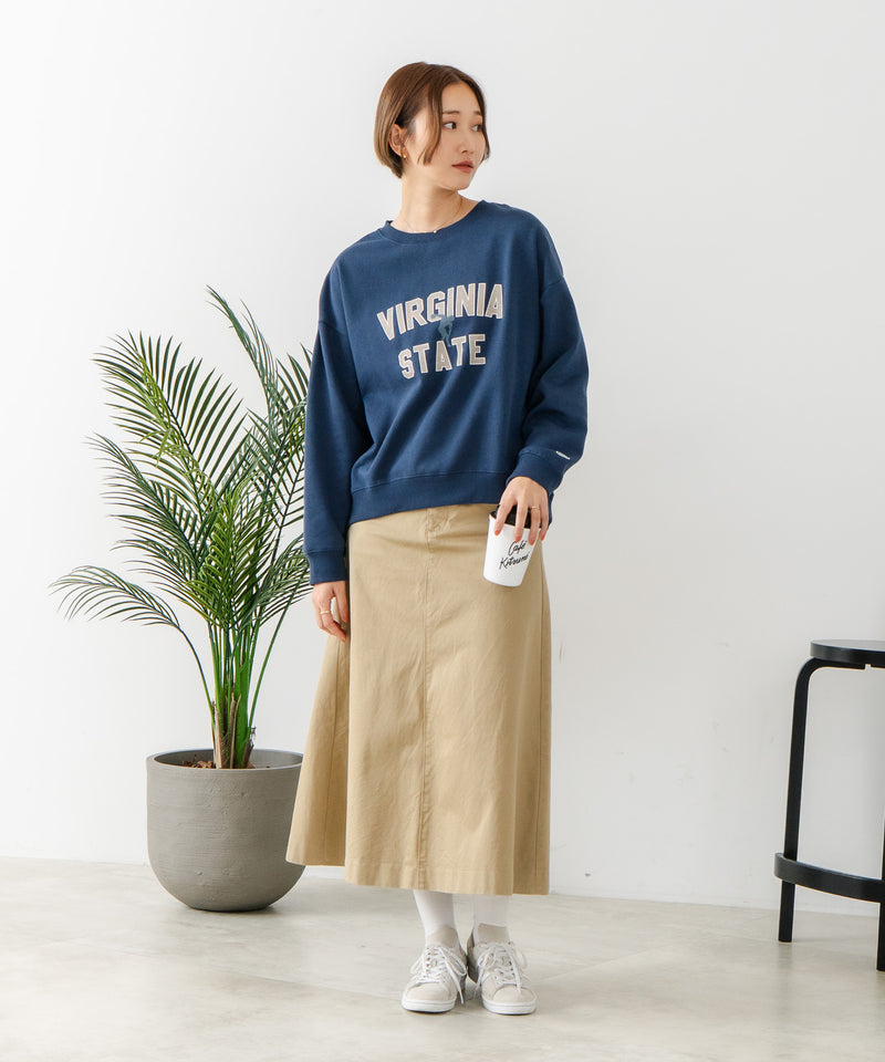 【DISCUS/ディスカス】カレッジロゴ 裏起毛スウェット 裾ラウンド