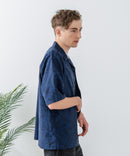 COOLMAXリネンミックス総柄シャツ【BLUE STANDARD/ブルースタンダード】