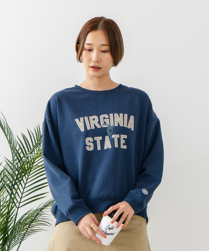 【DISCUS/ディスカス】カレッジロゴ 裏起毛スウェット 裾ラウンド