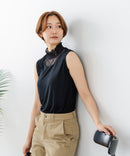 【C-FORTPOINT/フォートポイント】【上品なハイネックデザインが大人可愛い！】レース切り替えタンクトップ 首元カバー レイヤード 上品 華やか カジュアル フェミニン 通気性 ❘ジーンズメイト公式オンラインショップ