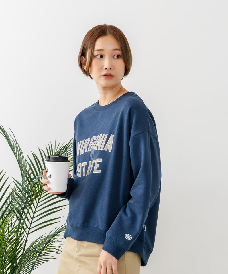 【DISCUS/ディスカス】カレッジロゴ 裏起毛スウェット 裾ラウンド