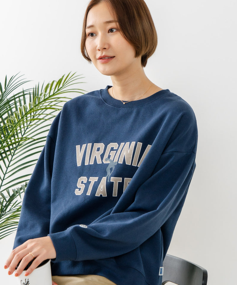 【DISCUS/ディスカス】カレッジロゴ 裏起毛スウェット 裾ラウンド