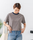 【C-FORT POINT/フォートポイント】ボーダークロップド丈Ｔシャツ