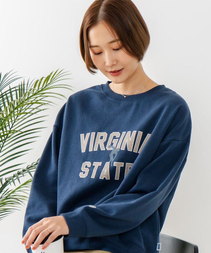 【DISCUS/ディスカス】カレッジロゴ 裏起毛スウェット 裾ラウンド