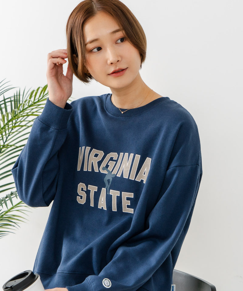 【DISCUS/ディスカス】カレッジロゴ 裏起毛スウェット 裾ラウンド