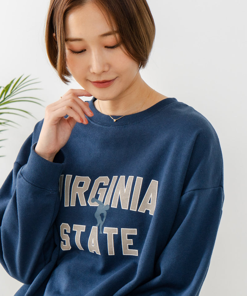 【DISCUS/ディスカス】カレッジロゴ 裏起毛スウェット 裾ラウンド