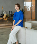 【C-FORTPOINT/フォートポイント】【ストレッチ性抜群の冷感素材を使用】後ろタック入り 5分袖Tシャツ 立体感 美シルエット ラウンドヘム 接触冷感 涼しい 体形カバー