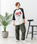 【C-FORT POINT/フォートポイント】フレンチブルドッグプリント ラグランＴ 犬好き フレブル アニマル グラフィック バイカラー 配色 古着女子 ストリート ❘ジーンズメイト公式オンラインショップ