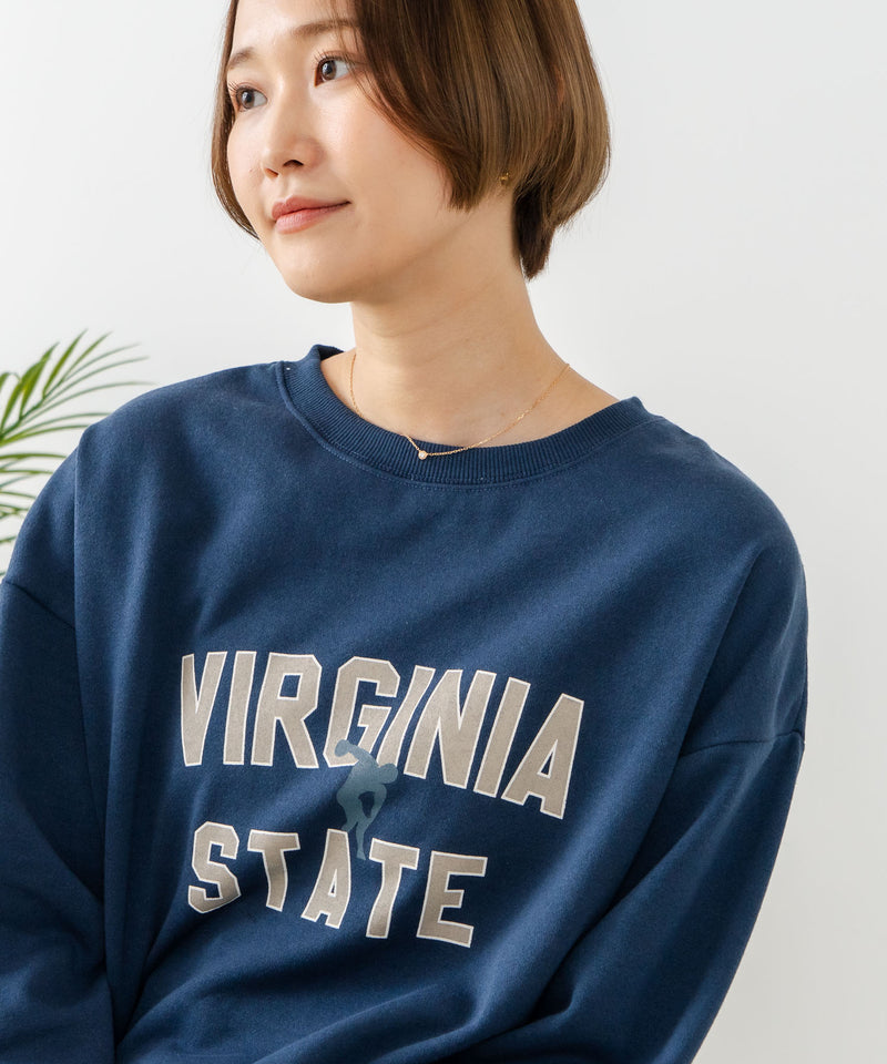 【DISCUS/ディスカス】カレッジロゴ 裏起毛スウェット 裾ラウンド