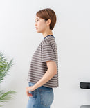【C-FORT POINT/フォートポイント】ボーダークロップド丈Ｔシャツ