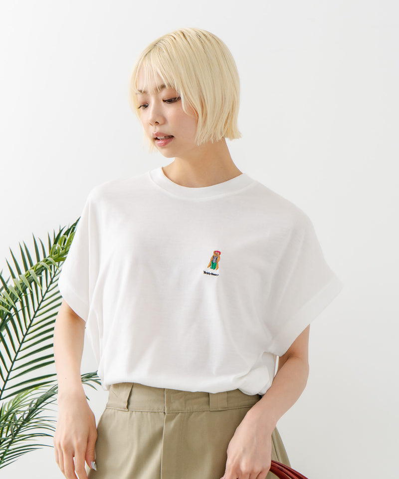 フレンチスリーブ ワンポイント刺繍Tシャツ【TeddyBear/テディベア】