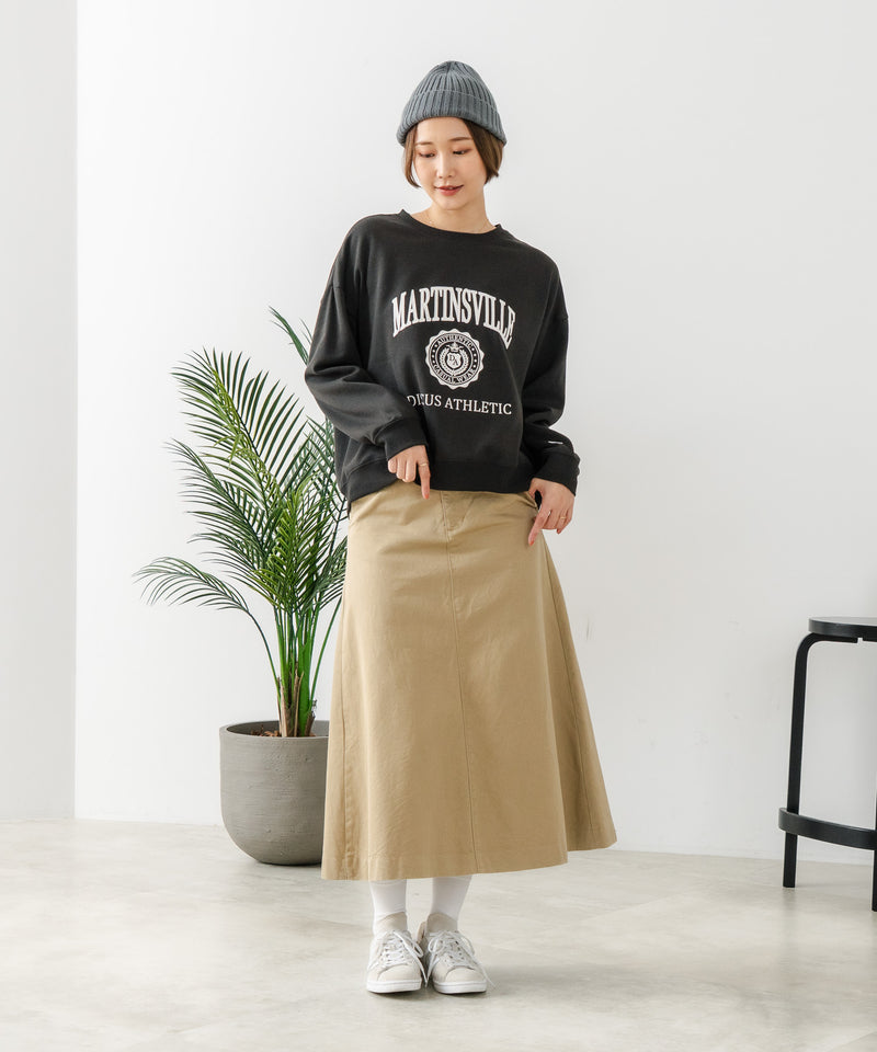 【DISCUS/ディスカス】カレッジロゴ 裏起毛スウェット 裾ラウンド