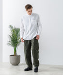 フレンチリネンミックス 長袖 リラックスフィット バンドカラーシャツ【Blue Standard:ブルースタンダード】