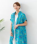 【C-FORT POINT/フォートポイント】さらっと軽やか インド綿 総柄シャツワンピース リゾート Aライン フレア 羽織り ナチュラル 軽やか 旅行 コットン100%