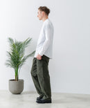 フレンチリネンミックス 長袖 リラックスフィット バンドカラーシャツ【Blue Standard:ブルースタンダード】