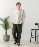 【BLUE STANDARD/ブルースタンダード】パフィースウェット 切り替え クルーネック トレーナー ストレッチ 春服