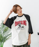 【C-FORT POINT/フォートポイント】フレンチブルドッグプリント ラグランＴ 犬好き フレブル アニマル グラフィック バイカラー 配色 古着女子 ストリート ❘ジーンズメイト公式オンラインショップ