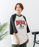 【C-FORT POINT/フォートポイント】フレンチブルドッグプリント ラグランＴ 犬好き フレブル アニマル グラフィック バイカラー 配色 古着女子 ストリート ❘ジーンズメイト公式オンラインショップ