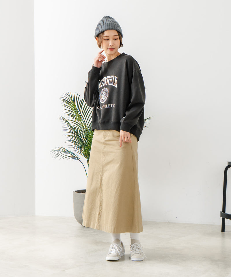 【DISCUS/ディスカス】カレッジロゴ 裏起毛スウェット 裾ラウンド