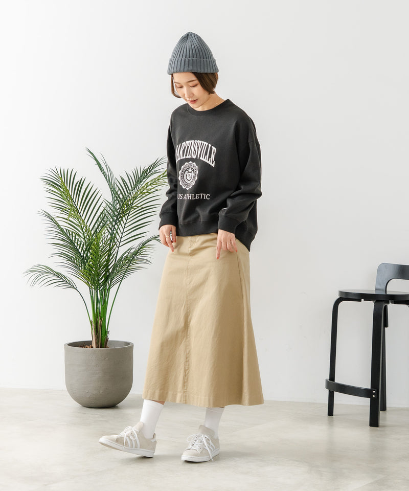 【DISCUS/ディスカス】カレッジロゴ 裏起毛スウェット 裾ラウンド