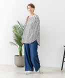【C-FORT POINT/フォートポイント】【夏でも快適に履ける薄手4.5オンスデニム素材】ベイカーワイドパンツ デニムパンツ ゆったり 太め ウエストゴム 体型カバー