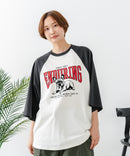 【C-FORT POINT/フォートポイント】フレンチブルドッグプリント ラグランＴ 犬好き フレブル アニマル グラフィック バイカラー 配色 古着女子 ストリート ❘ジーンズメイト公式オンラインショップ
