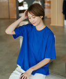 【C-FORTPOINT/フォートポイント】【ストレッチ性抜群の冷感素材を使用】後ろタック入り 5分袖Tシャツ 立体感 美シルエット ラウンドヘム 接触冷感 涼しい 体形カバー