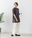 【C-FORTPOINT/フォートポイント】【動きやすいサイドスリット入り】フロントロゴ 刺繍チュニック ゆったりシルエット 体形カバー シンプル カジュアル
