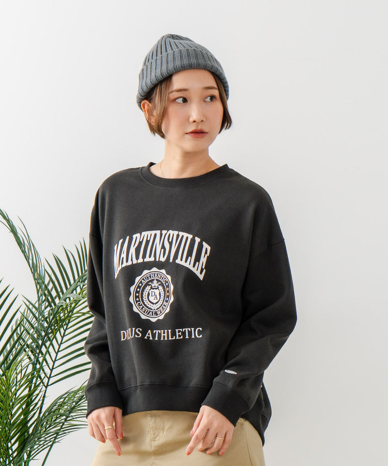 【DISCUS/ディスカス】カレッジロゴ 裏起毛スウェット 裾ラウンド
