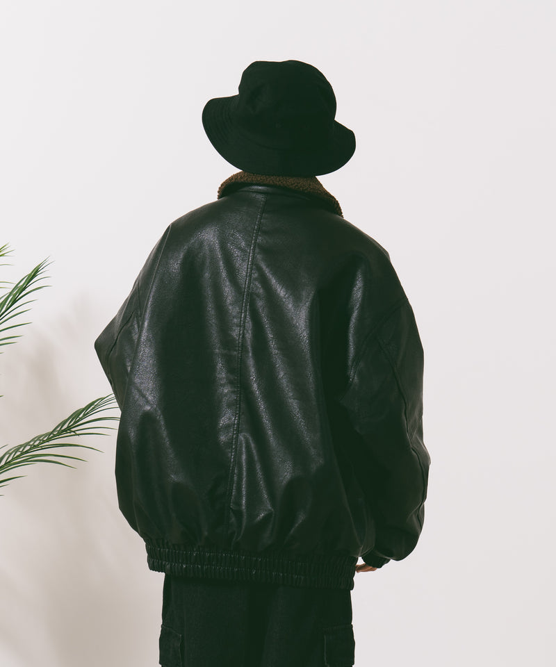 【SAVIER/サビアー】ボア衿G1PUレザーブルゾン