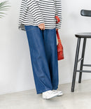 【C-FORT POINT/フォートポイント】【夏でも快適に履ける薄手4.5オンスデニム素材】ベイカーワイドパンツ デニムパンツ ゆったり 太め ウエストゴム 体型カバー