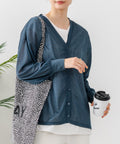 【C-FORTPOINT/フォートポイント】【接触冷感・UVカット機能付き】ボリューム袖カーディガン ぽわん袖 冷房対策 ひんやり 紫外線対策 日焼け防止 二の腕カバー