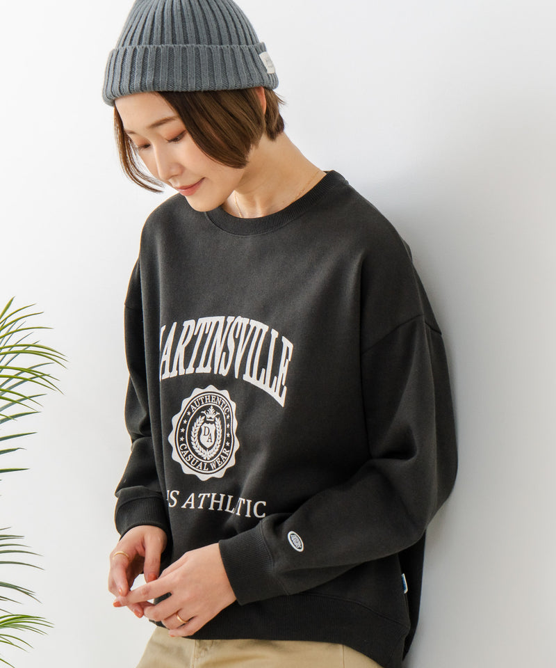 【DISCUS/ディスカス】カレッジロゴ 裏起毛スウェット 裾ラウンド