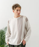 【BLUE STANDARD/ブルースタンダード】パフィースウェット 切り替え クルーネック トレーナー ストレッチ 春服