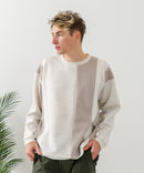 【BLUE STANDARD/ブルースタンダード】パフィースウェット 切り替え クルーネック トレーナー ストレッチ 春服