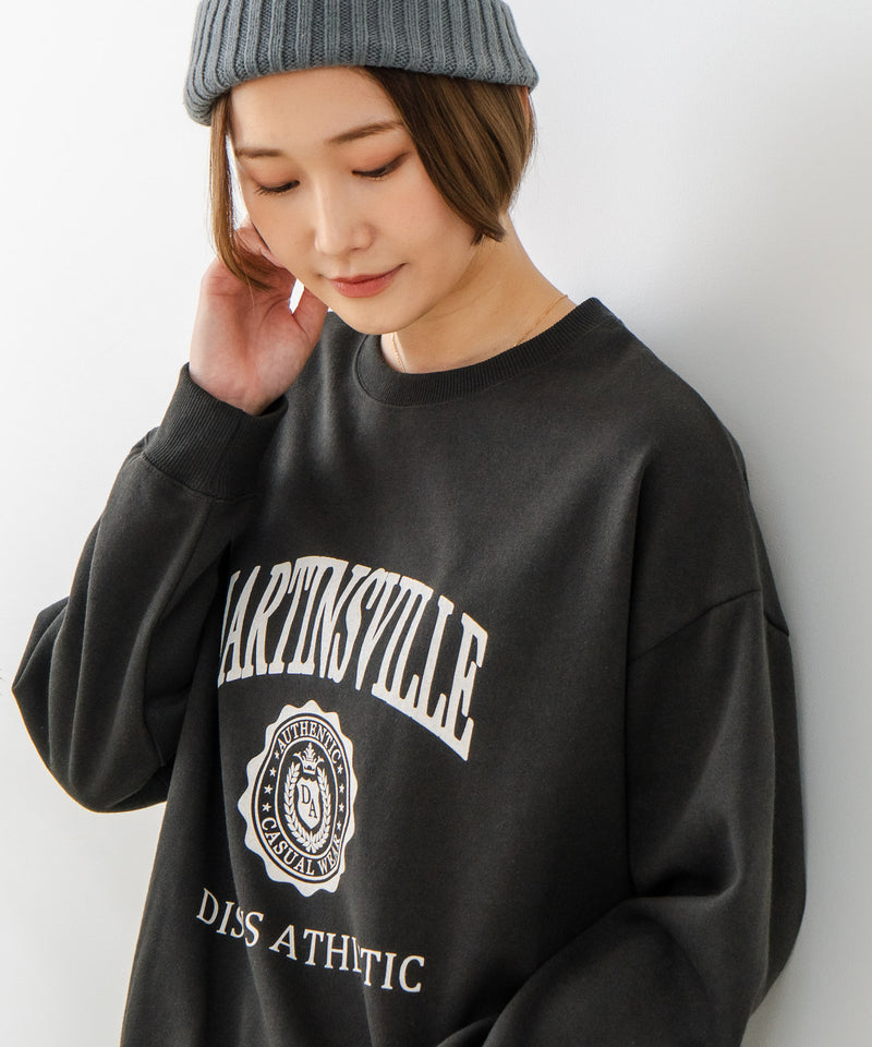 【DISCUS/ディスカス】カレッジロゴ 裏起毛スウェット 裾ラウンド