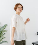 【C-FORTPOINT/フォートポイント】【涼やかな綿素材】総柄刺繍ブラウス コットン100% シャツ プルオーバー 涼しい 体型カバー ナチュラル ❘ジーンズメイト公式オンラインショップ