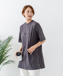 【C-FORTPOINT/フォートポイント】【動きやすいサイドスリット入り】フロントロゴ 刺繍チュニック ゆったりシルエット 体形カバー シンプル カジュアル
