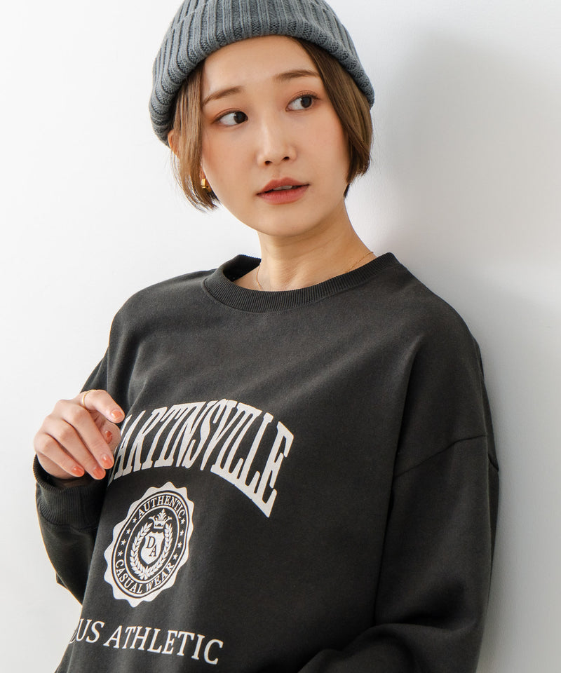 【DISCUS/ディスカス】カレッジロゴ 裏起毛スウェット 裾ラウンド