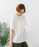 【C-FORTPOINT/フォートポイント】【涼やかな綿素材】総柄刺繍ブラウス コットン100% シャツ プルオーバー 涼しい 体型カバー ナチュラル ❘ジーンズメイト公式オンラインショップ