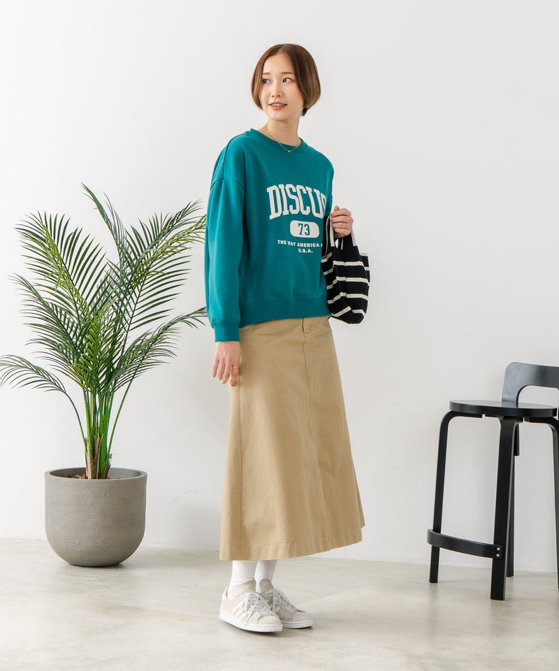 【DISCUS/ディスカス】カレッジロゴ 裏起毛スウェット 裾ラウンド
