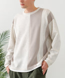 【BLUE STANDARD/ブルースタンダード】パフィースウェット 切り替え クルーネック トレーナー ストレッチ 春服