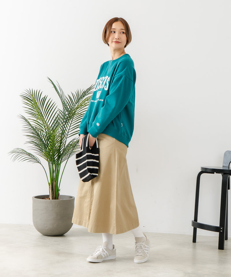 【DISCUS/ディスカス】カレッジロゴ 裏起毛スウェット 裾ラウンド