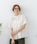 【C-FORTPOINT/フォートポイント】【涼やかな綿素材】総柄刺繍ブラウス コットン100% シャツ プルオーバー 涼しい 体型カバー ナチュラル ❘ジーンズメイト公式オンラインショップ