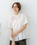 【C-FORTPOINT/フォートポイント】【涼やかな綿素材】総柄刺繍ブラウス コットン100% シャツ プルオーバー 涼しい 体型カバー ナチュラル ❘ジーンズメイト公式オンラインショップ