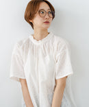 【C-FORTPOINT/フォートポイント】【涼やかな綿素材】総柄刺繍ブラウス コットン100% シャツ プルオーバー 涼しい 体型カバー ナチュラル ❘ジーンズメイト公式オンラインショップ