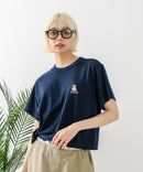 クロップド丈 ワンポイント刺繍Ｔシャツ【TeddyBear/テディベア】